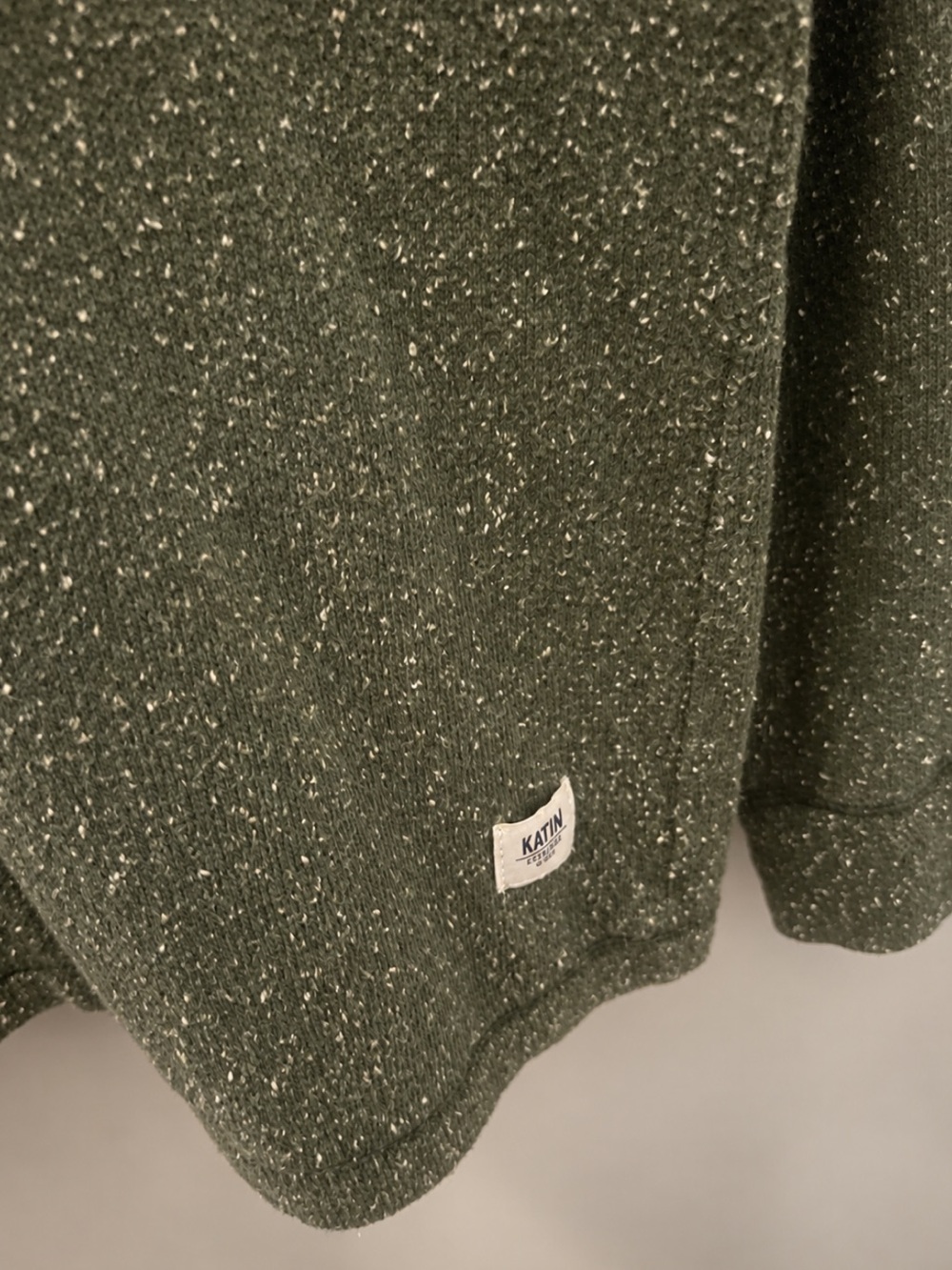 Men’s Hoodie Olive Speckled Pullover Hoodie - Picture 2 of 3